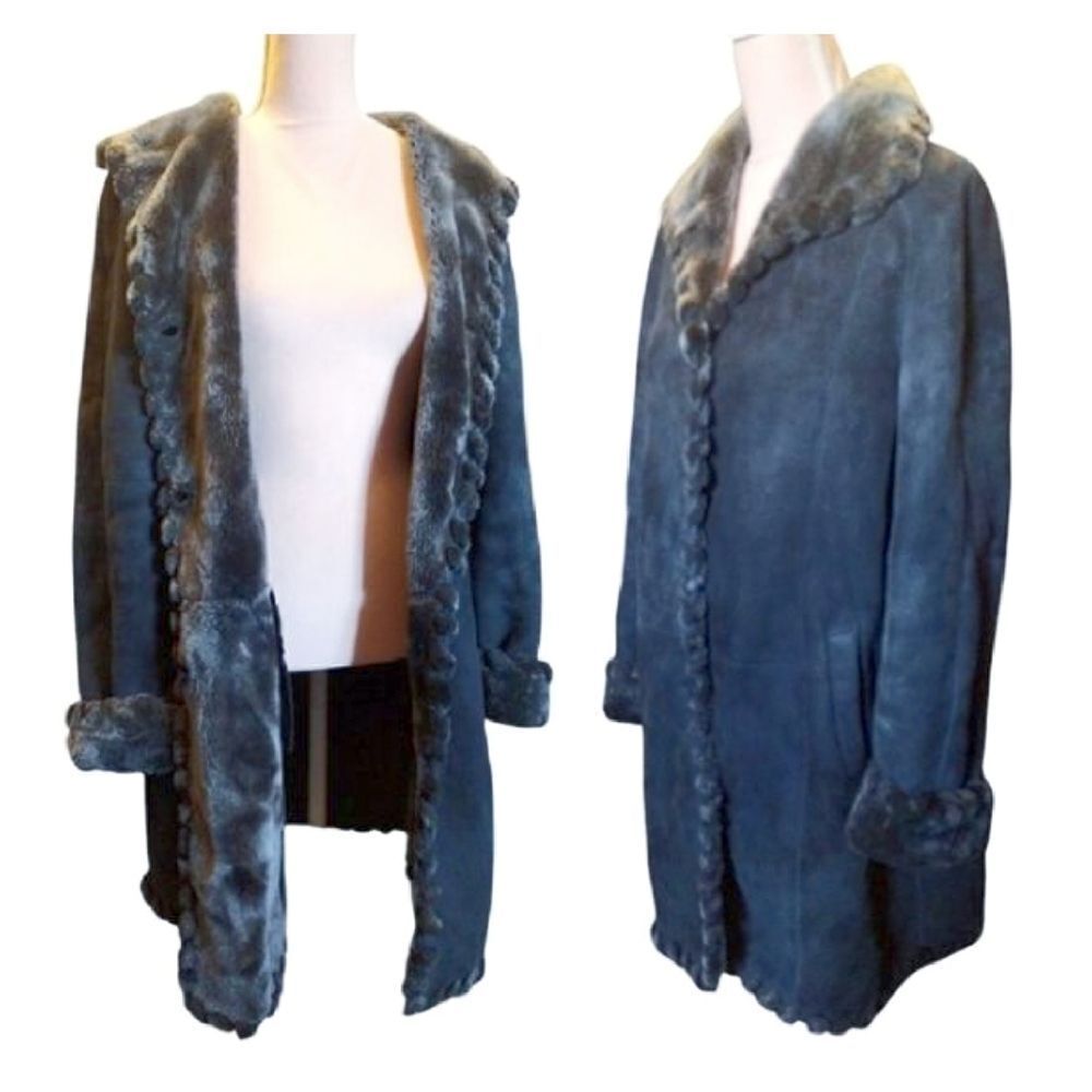 VTG Frederick Gelb Black Fur Shearlingā Leather PennyāLane Coat *Fits like Lrg